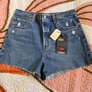 Levi's Distressed Blue Denim Shorts